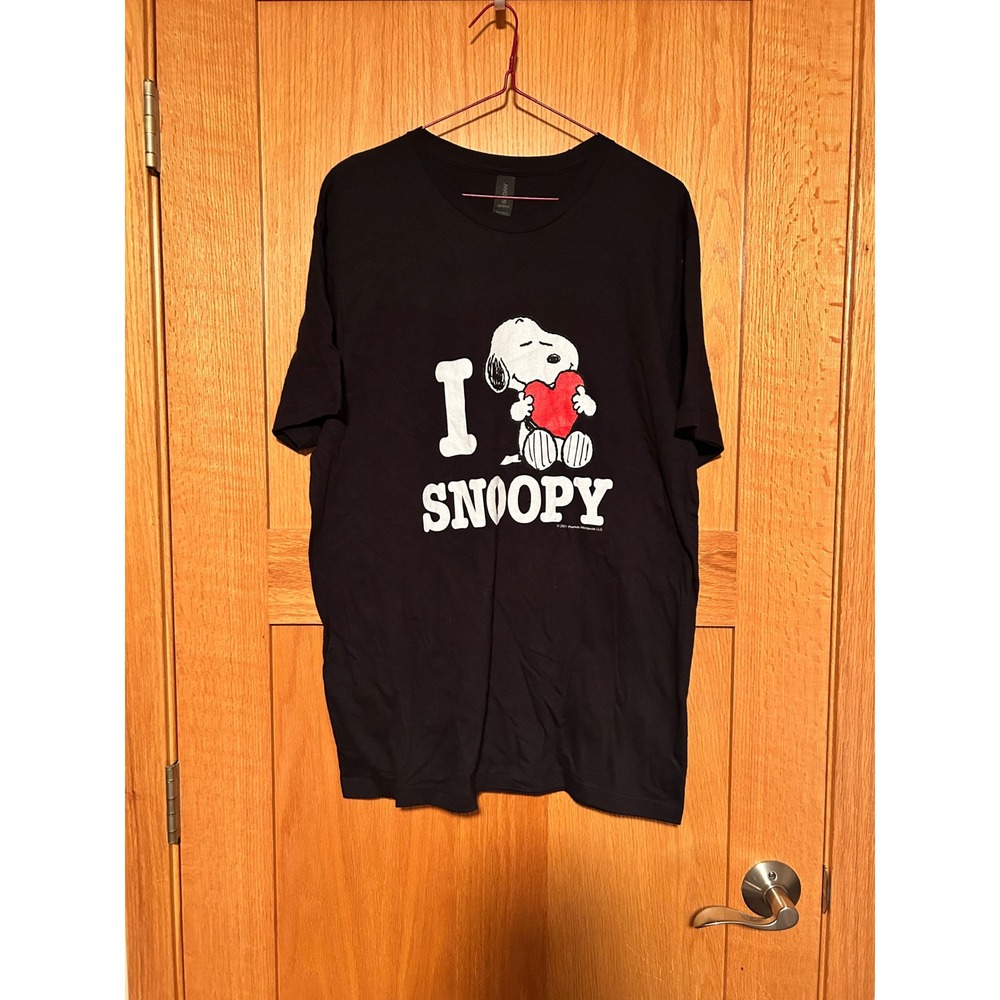 I Heart Snoopy Peanuts Graphic T-Shirt Cotton Gildan Black Medium M Men's Sizing